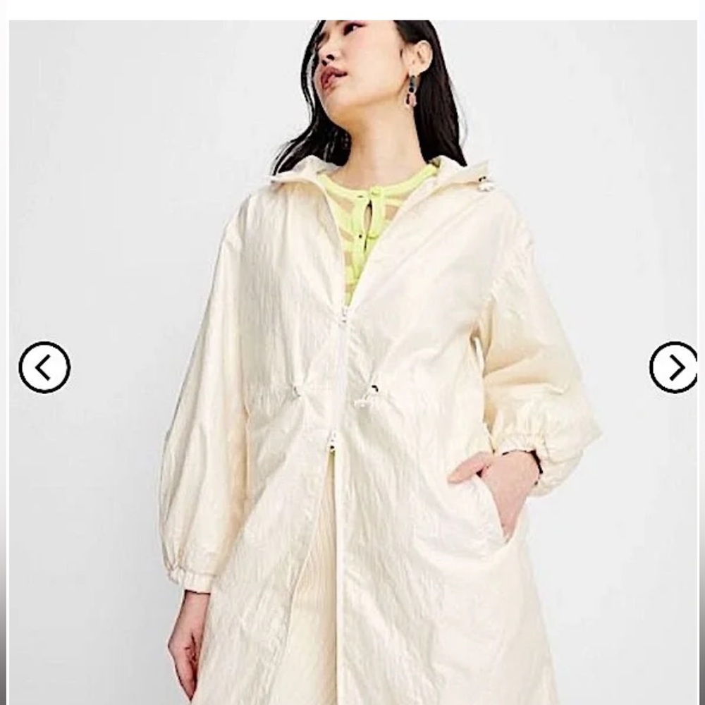 Women's Cinched Waist, Creamy White Rain Jack